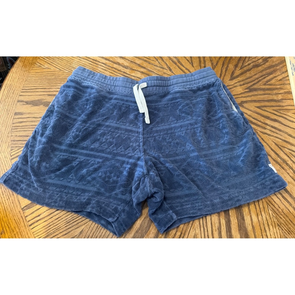Chubbies Mens Blue Terry Cloth Lounge Shorts 5.5 Inseam Geometric Pattern Large